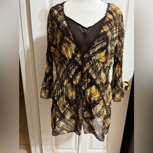 Elementz Yellow and black plaid blouse with tank top 2 in 1 (E)